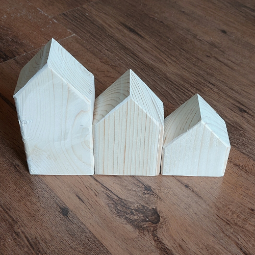 Houten huisjes - set 3 stuks